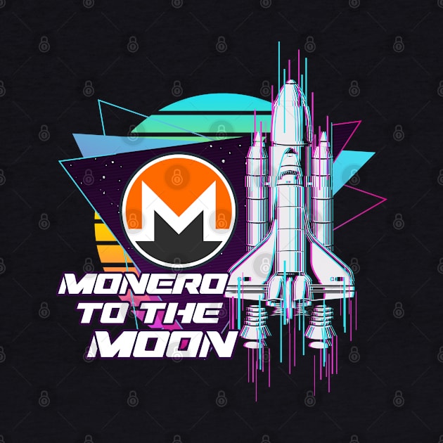 Monero to the Moon Digital Crypto BTC Retro Spaceship by TheBeardComic